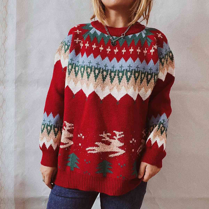 Hazel Blues® |  Christmas Element Long Sleeve Sweater