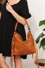 Hazel Blues® |  SHOMICO PU Leather Fringe Detail Shoulder Bag