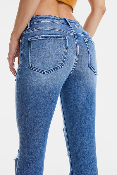 Hazel Blues® |  BAYEAS High Waist Distressed Cat's Whiskers Straight Jeans
