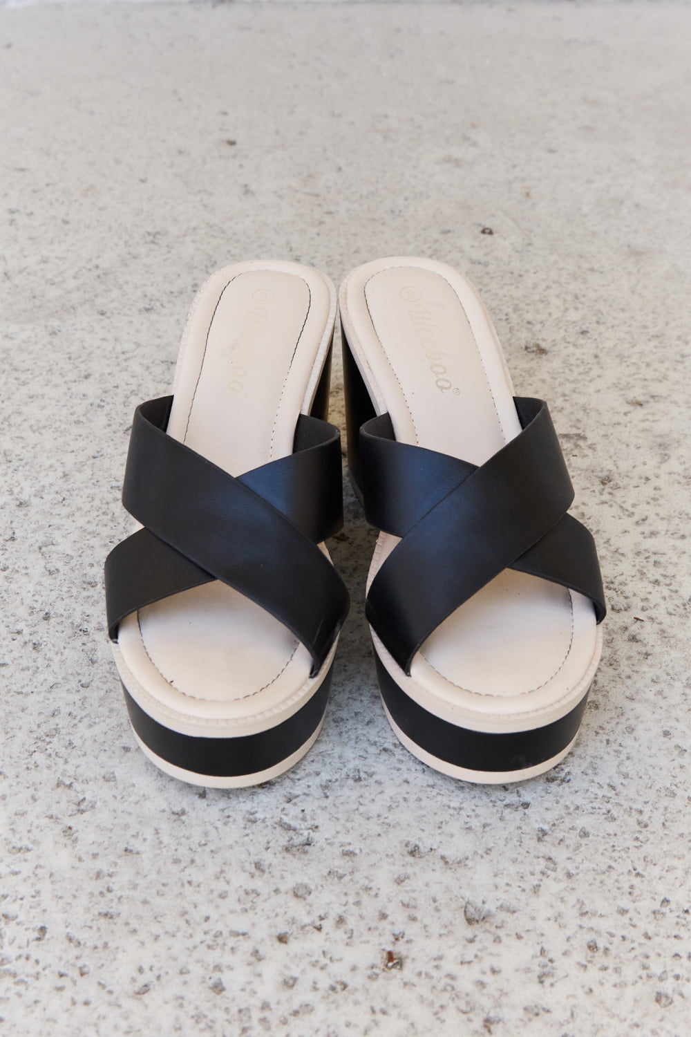 Hazel Blues® |  Weeboo Cherish The Moments Contrast Platform Sandals in Black