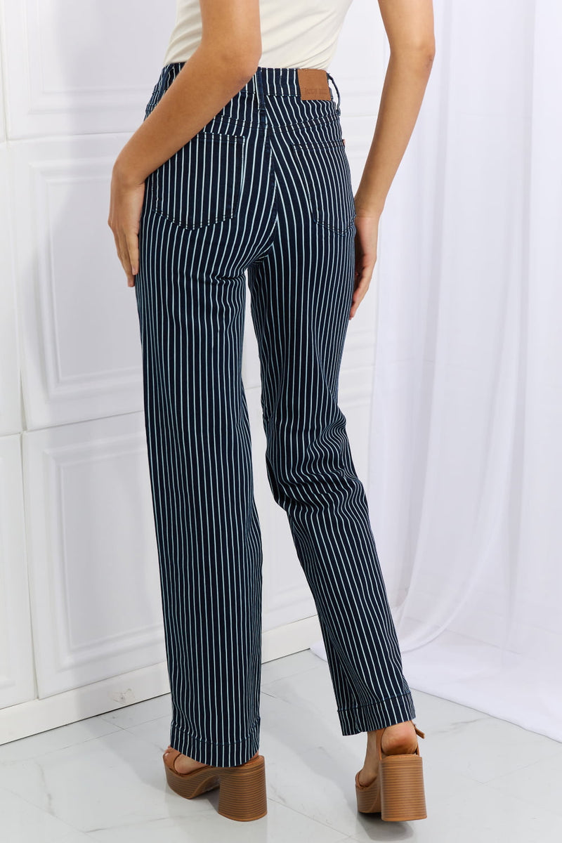 Hazel Blues® |  Judy Blue Cassidy High Waisted Tummy Control Striped Straight Jeans