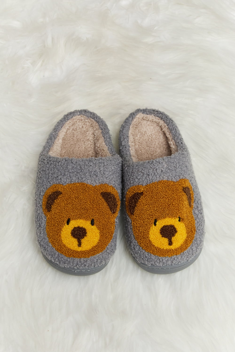 Hazel Blues® |  Melody Teddy Bear Print Plush Slide Slippers