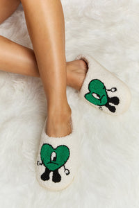 Hazel Blues® |  Melody Love Heart Print Plush Slippers