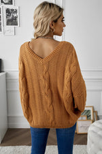 Hazel Blues® |  Cable Knit V-Neck Sweater