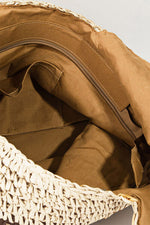 Hazel Blues® |  Fame Striped Straw Braided Tote Bag