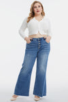 Hazel Blues® |  BAYEAS High Waist Button-Fly Raw Hem Wide Leg Jeans
