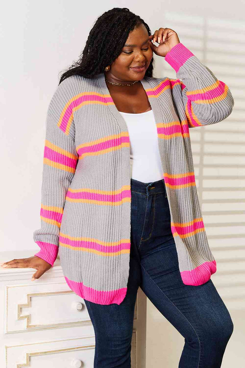 Hazel Blues® |  Woven Right Ribbed Long Sleeve Cardigan