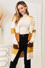 Hazel Blues® |  Woven Right Color Block Dropped Shoulder Cardigan