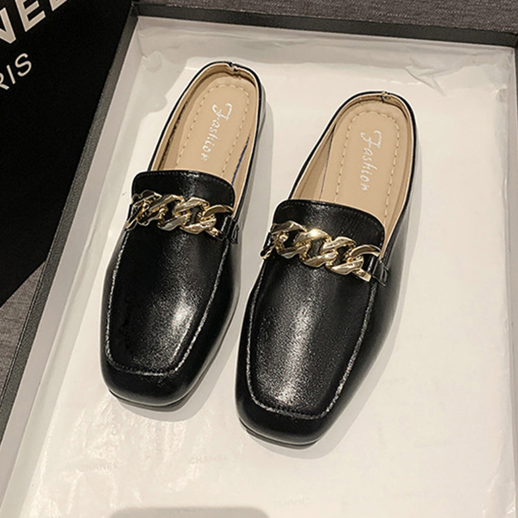 Hazel Blues® |  PU Leather Square Toe Flat Loafers