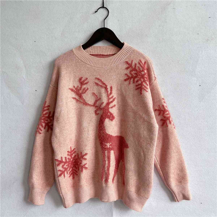 Hazel Blues® |  Reindeer and Snowflake Pattern Sweater