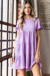 Hazel Blues® |  Heimish Swiss Dot Short Sleeve Tiered Dress