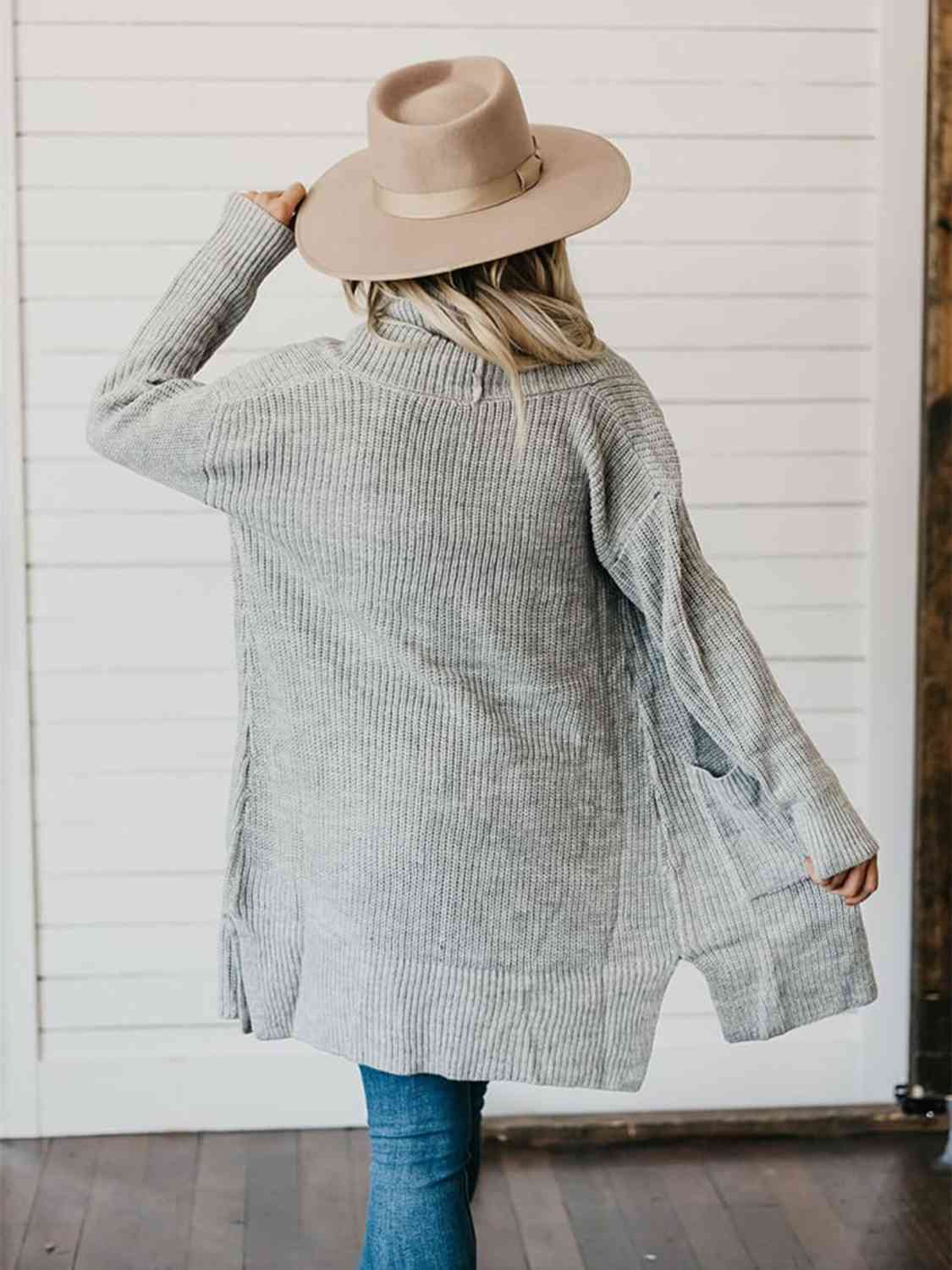 Hazel Blues® |  High-Low Open Front Cardigan with Pockets