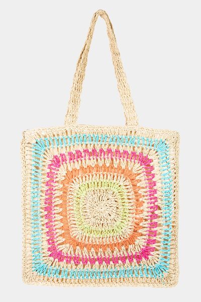 Hazel Blues® |  Fame Rainbow Crochet Knit Tote Bag