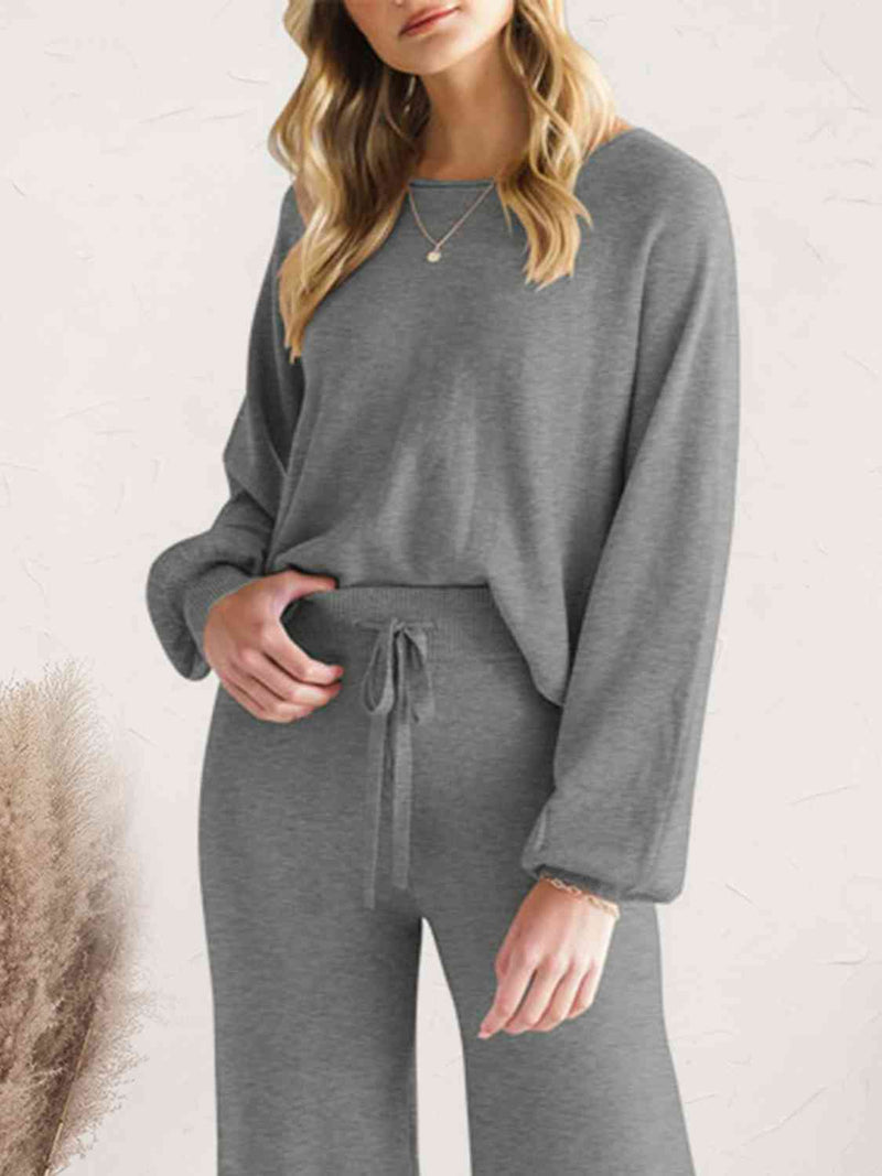 Hazel Blues® |  Long Sleeve Lounge Top and Drawstring Pants Set