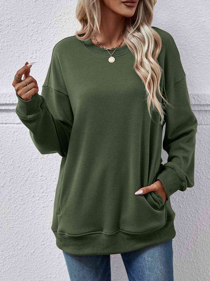 Hazel Blues® |  Dropped Shoulder Sweatshirt with Pockets