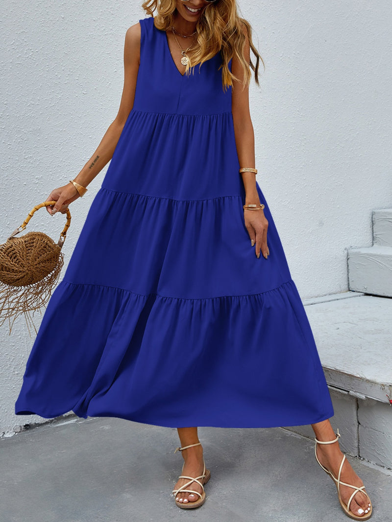 Hazel Blues® |  Tiered V-Neck Sleeve Dress