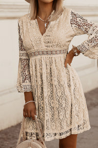 Hazel Blues® |  Lace V-Neck Three-Quarter Sleeve Dress