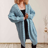 Hazel Blues® |  Cable-Knit Open Front Dropped Shoulder Cardigan