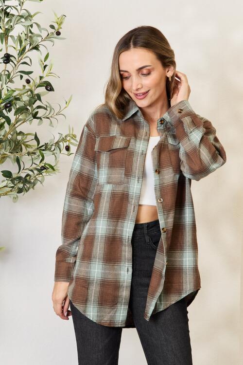 Hazel Blues® |  Double Take Plaid Dropped Shoulder Shirt