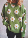 Hazel Blues® |  Flower Round Neck Long Sleeve Sweater
