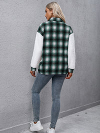 Hazel Blues® |  Plaid Collared Neck Button Down Jacket