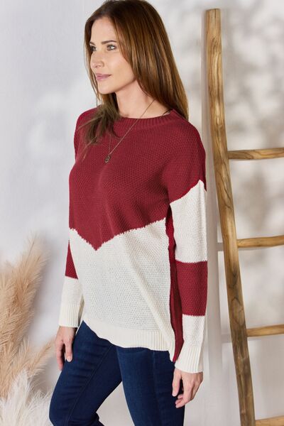 Hazel Blues® |  Hailey & Co Color Block Dropped Shoulder Knit Top