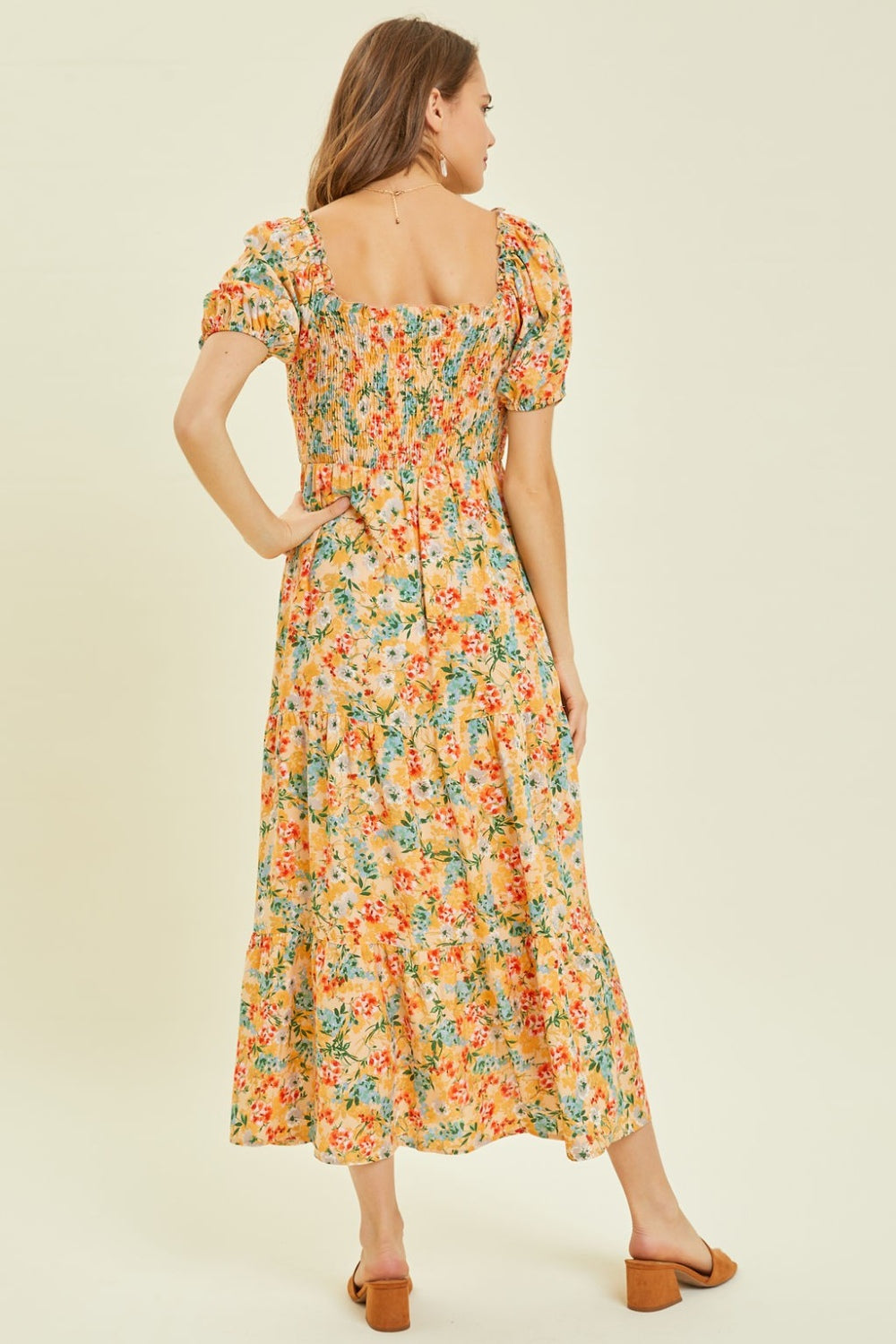 Hazel Blues® |  HEYSON Floral Smocked Tiered Midi Dress
