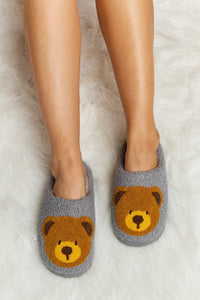 Hazel Blues® |  Melody Teddy Bear Print Plush Slide Slippers