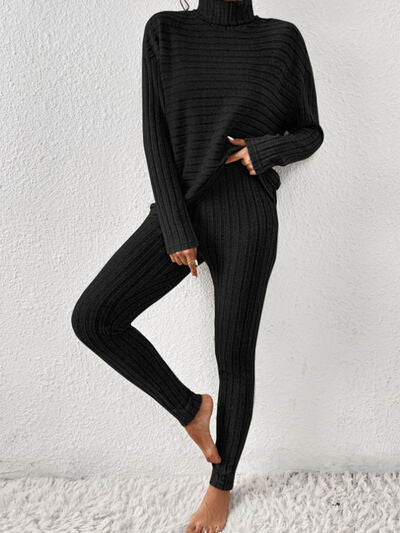 Hazel Blues® |  Ribbed Turtleneck Top and Pants Set