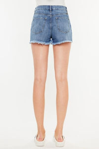 Hazel Blues® |  Kancan Distressed Raw Hem High Waist Denim Shorts