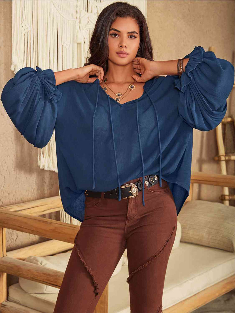 Hazel Blues® |  Tie Neck Long Sleeve Blouse