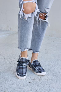 Hazel Blues® |  Forever Link Plaid Plush Flat Sneakers