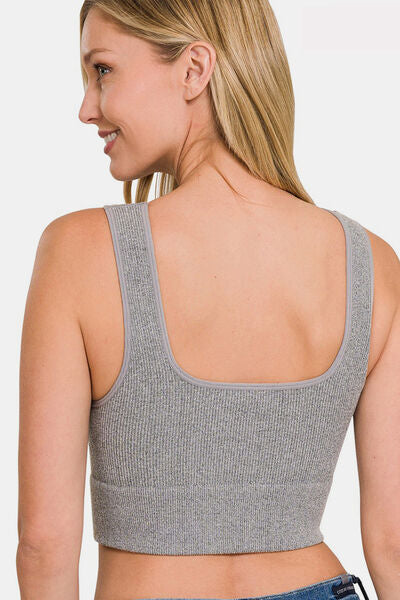 Hazel Blues® |  Zenana Ribbed Square Neck Cropped Tank