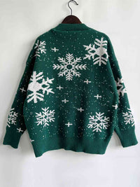 Hazel Blues® |  Snowflake Pattern Dropped Shoulder Sweater