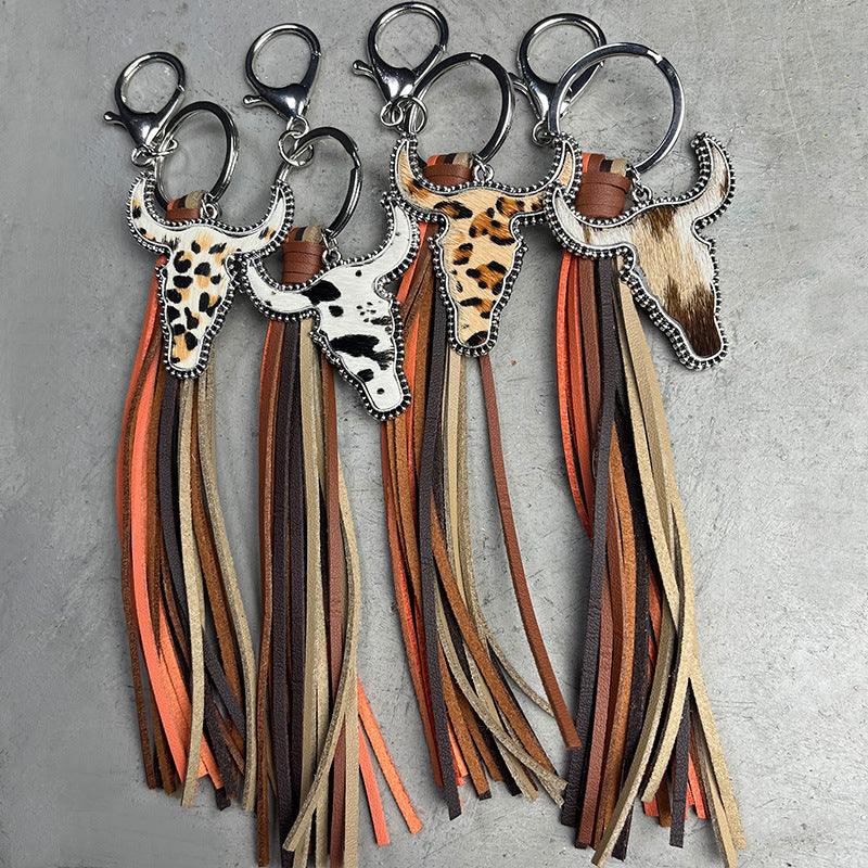 Hazel Blues® |  Bull Shape Fringe Key Chain