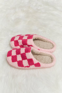 Hazel Blues® |  Melody Checkered Print Plush Slide Slippers