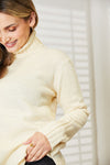 Hazel Blues® |  Heimish Long Sleeve Turtleneck Sweater with Side Slit