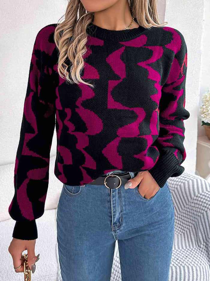 Hazel Blues® |  Round Neck Long Sleeve Sweater