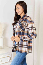 Hazel Blues® |  Double Take Plaid Button Front Shirt Jacket with Breast Pockets