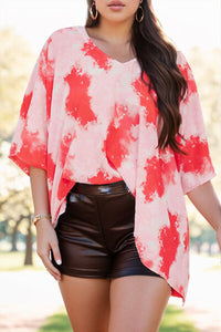 Hazel Blues® | Tie-Dye V-Neck Half Sleeve Blouse