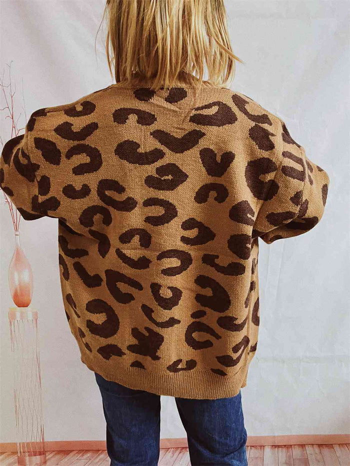 Hazel Blues® |  Leopard Button Front Cardigan with Pockets