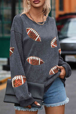 Hazel Blues® |  Sequin Football Patch Corduroy Sweatshirt