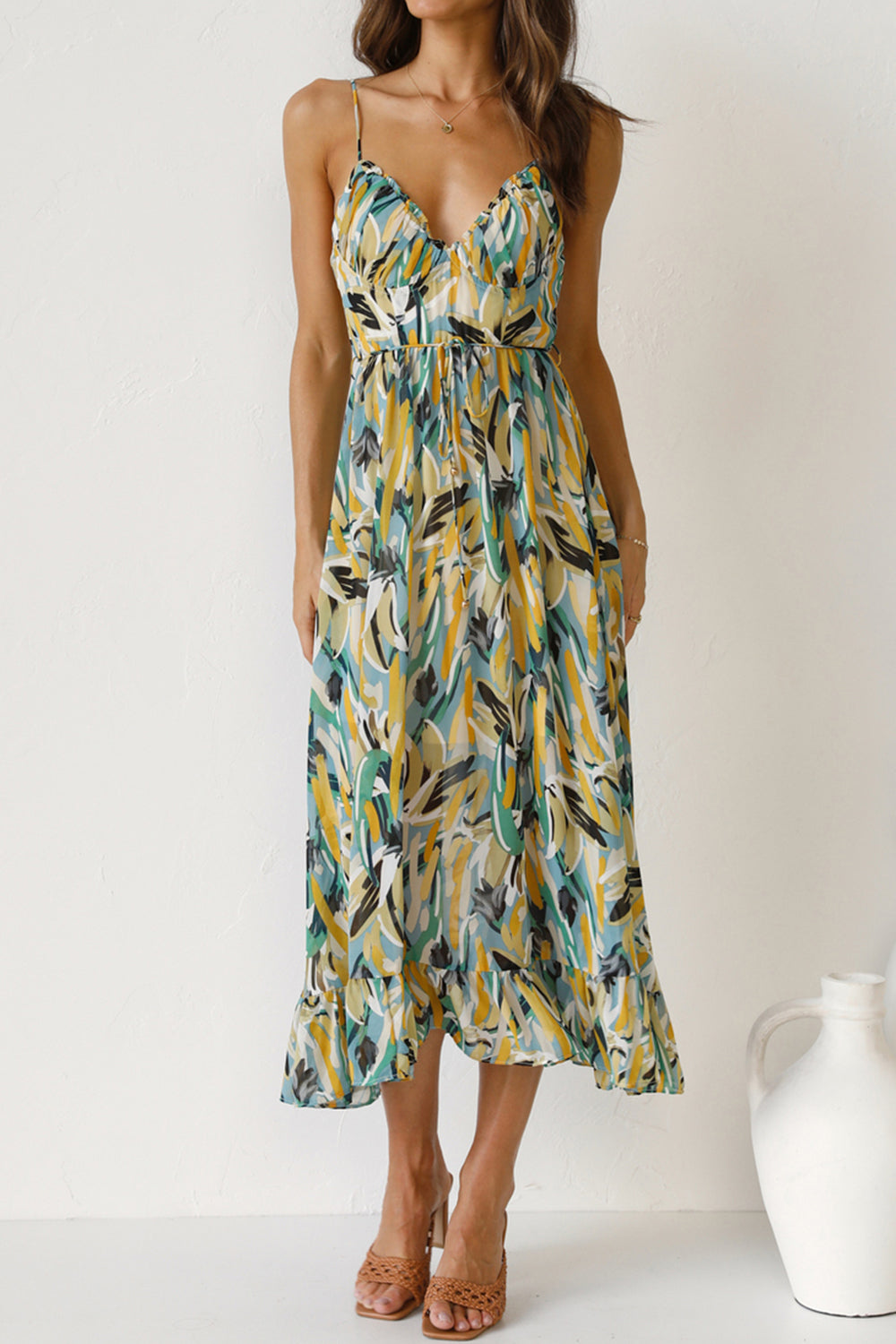 Hazel Blues® |  Tied Printed Sleeveless Cami Dress