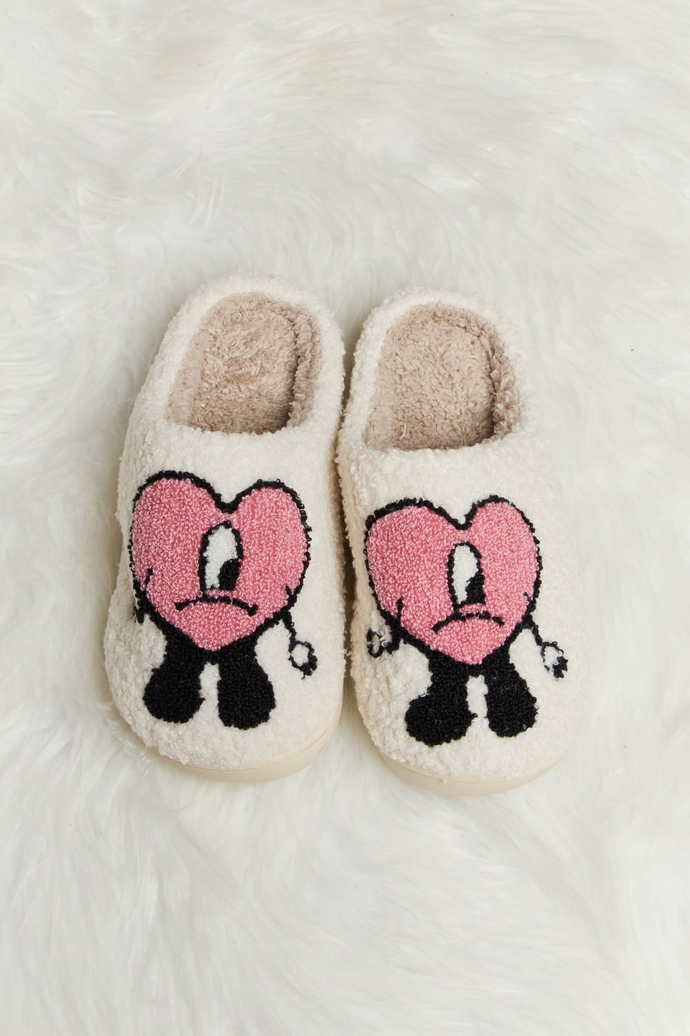 Hazel Blues® |  Melody Love Heart Print Plush Slippers