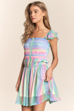 Hazel Blues® |  J.NNA Rainbow Smocked Mini Mesh Dress