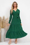 Hazel Blues® |  Swiss Dot Tied Surplice Flounce Sleeve Dress