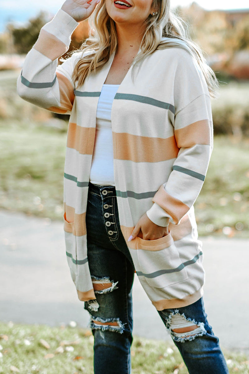 Hazel Blues® | Striped Open Front Cardigan