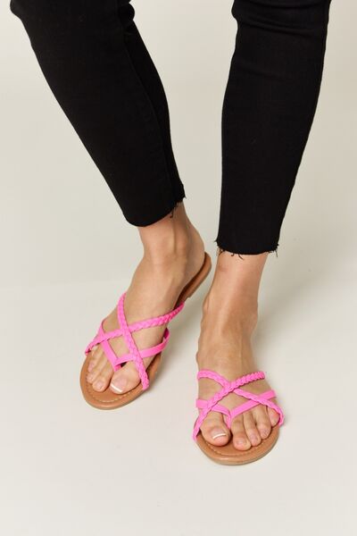 Hazel Blues® |  WILD DIVA Crisscross PU Leather Open Toe Sandals