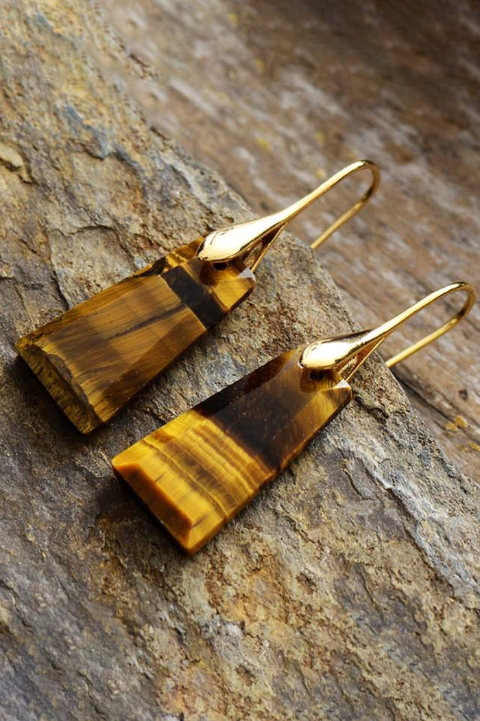 Hazel Blues® |  Handmade Geometrical Shape Natural Stone Dangle Earrings