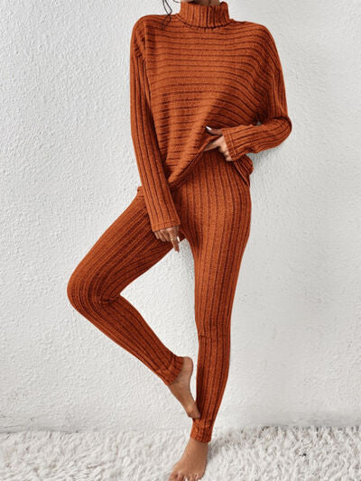 Hazel Blues® |  Ribbed Turtleneck Top and Pants Set